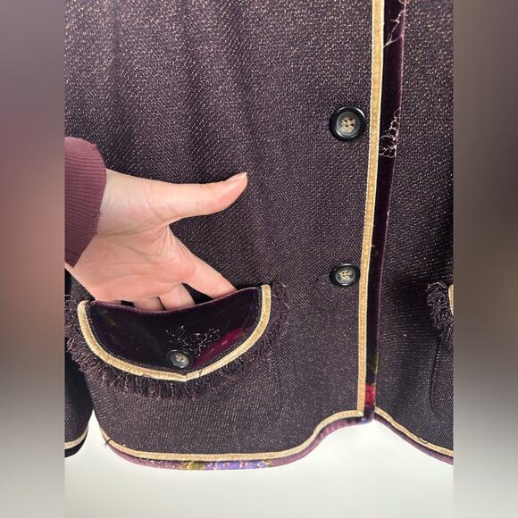 Koos Of Course Jacket Artsy Velvet Trim Pockets Size 2X Timeless Vintage EUC - Picture 5 of 7